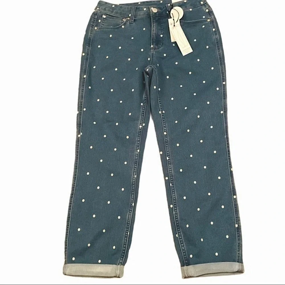 Workshop Republic Clothing ankle polka dot straight ankle jeans 4 NWT - Picture 3 of 7
